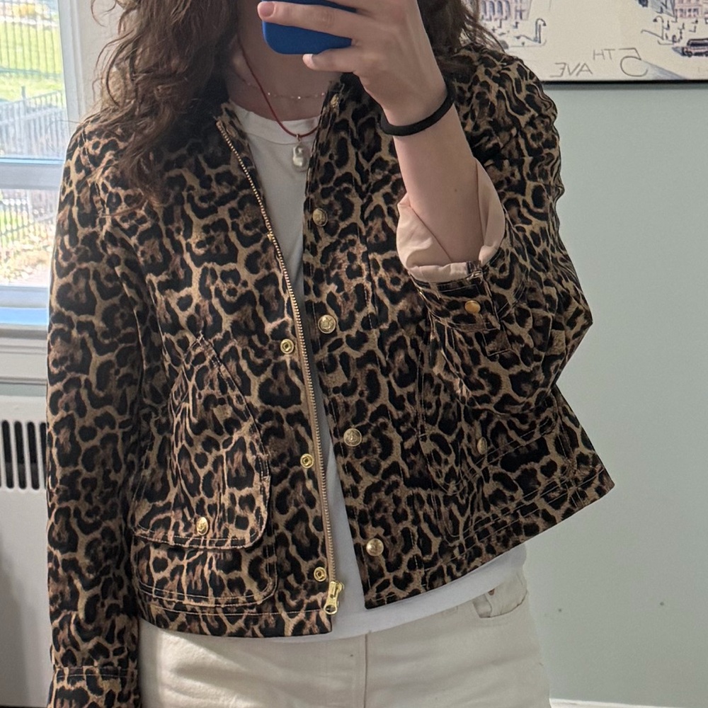 J. Crew Leopard Print Cropped Chore Jacket